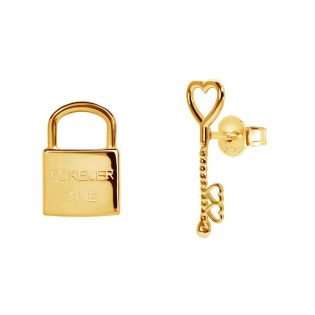 Brincos Love Locket em Prata Dourada Eugénio Campos